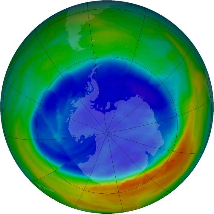 Antarctic ozone map for 26 August 2007